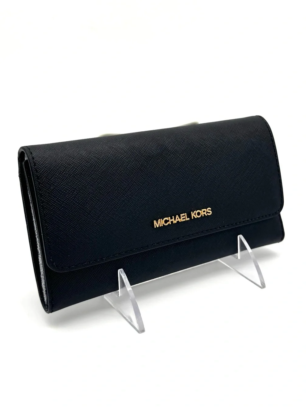 Michael Kors Large Jet Set Travel Trifold Wallet - Black/Gold